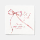 Eenvoudig Roze Bow Meisje Baby shower Servet (Voorkant)