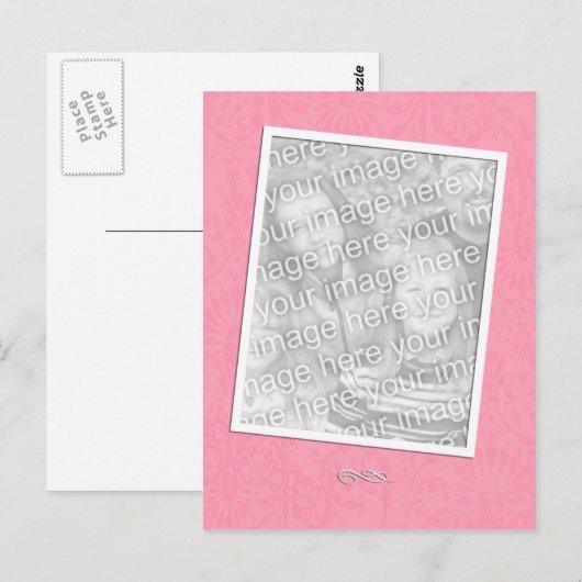 Eenvoudig roze briefkaart (Voorkant / Achterkant)