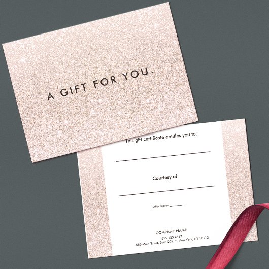 Eenvoudig roze champagne Glitter Gift Certificate