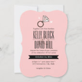 Eenvoudig, roze, diamant Ring Weddenschap Kaart (Voorkant)