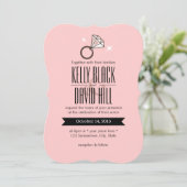 Eenvoudig, roze, diamant Ring Weddenschap Kaart (Staand voorkant)