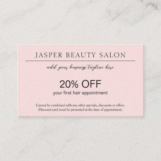 Eenvoudig roze, elegante professionele QR-code mod Kortingskaartje (Voorkant)