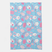 Eenvoudig roze en blauw paaspatroon keukenhanddoek (Verticaal)