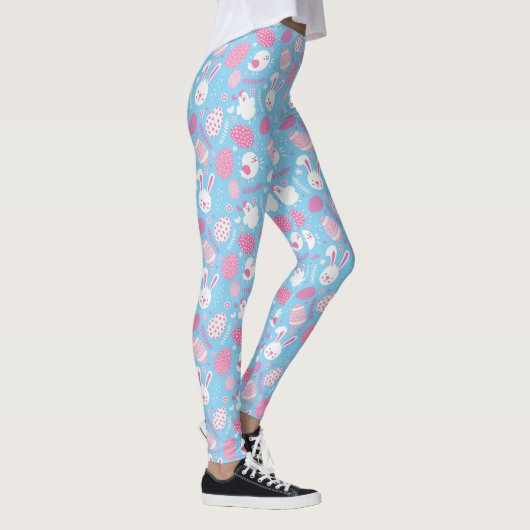 Eenvoudig roze en blauw paaspatroon | Leggings (Rechts)