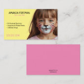 Eenvoudig Roze en Geel Kind Gezichtsschilderij Visitekaartje (Voorkant / Achterkant)