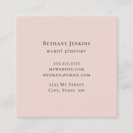 Eenvoudig roze en gouden ballonnen glitter vierkante visitekaartje (Achterkant)