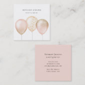 Eenvoudig roze en gouden ballonnen glitter vierkante visitekaartje (Voorkant / Achterkant)