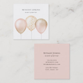Eenvoudig roze en gouden ballonnen glitter vierkante visitekaartje