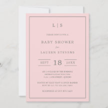 Eenvoudig roze en grijs Monogram Baby shower