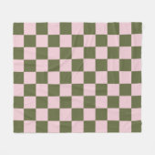 Eenvoudig roze en olijfgroene geruite patroon fleece deken (Voorkant (Horizontaal))