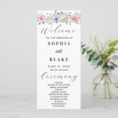 Eenvoudig roze en Paarse Floral Wedding Programme (Staand voorkant)