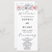 Eenvoudig roze en Paarse Floral Wedding Programme (Voorkant / Achterkant)