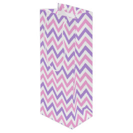 Eenvoudig roze en Paarse geometrische lijnpatronen Wijn Cadeautas