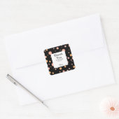 Eenvoudig roze en perzik polka dot zwart dank u vierkante sticker (Envelop)
