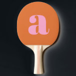Eenvoudig Roze en Sinaasappel Vet Retro Monogram I Tafeltennisbatje<br><div class="desc">Eenvoudig Roze en Sinaasappel Vet Retro Monogram Initiaal Ping Pong Paddle</div>