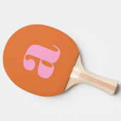 Eenvoudig Roze en Sinaasappel Vet Retro Monogram I Tafeltennisbatje (Zijkant)