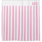Eenvoudig roze en wit gestreept Initiaal Douchegordijn (Voorkant)