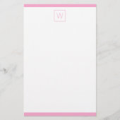 Eenvoudig roze en wit monogram briefpapier (Voorkant)