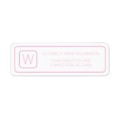 Eenvoudig roze en wit monogram etiket (Voorkant)