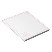 Eenvoudig roze en wit monogram notitieblok (Schuin)