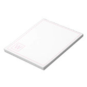 Eenvoudig roze en wit monogram notitieblok (Linkerzijde)