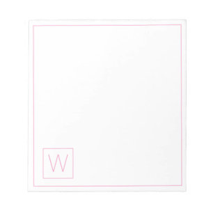 Eenvoudig roze en wit monogram notitieblok