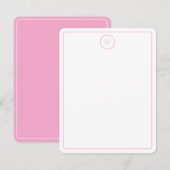 Eenvoudig roze en wit monogram notitiekaartje (Voorkant / Achterkant)