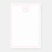 Eenvoudig roze en wit monogram post-it® notes (Voorkant)