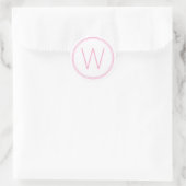 Eenvoudig roze en wit monogram ronde sticker (Tas)