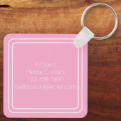 Eenvoudig roze en wit monogram sleutelhanger (Achterkant)