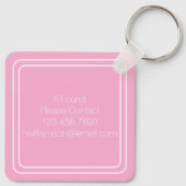 Eenvoudig roze en wit monogram sleutelhanger (Achterkant)