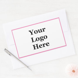 Eenvoudig Roze en Wit Uw Logo Hier Sjabloon Rechthoekige Sticker