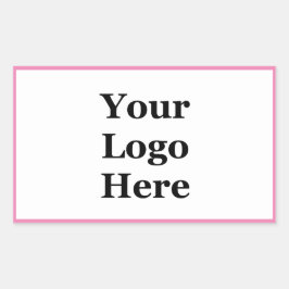 Eenvoudig Roze en Wit Uw Logo Hier Sjabloon Rechthoekige Sticker