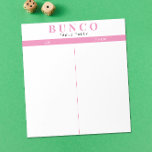 Eenvoudig roze en witte Bunco Tally Blocnote<br><div class="desc">Verplaats een blad op elke lijst voor de persoon die tally van de score houdt en stroomlijnt uw Bunco spel met deze klaar om te gaan en gemakkelijk te gebruiken scheur van tally bladen met twee lege kolommen en roze accenten.</div>