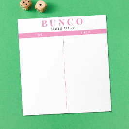 Eenvoudig roze en witte Bunco Tally Blocnote