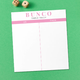 Eenvoudig roze en witte Bunco Tally Blocnote