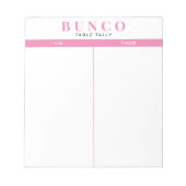 Eenvoudig roze en witte Bunco Tally Blocnote (Voorkant)