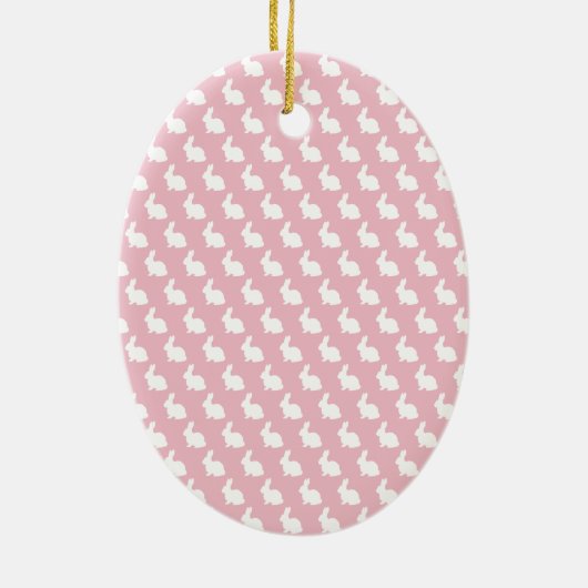 Eenvoudig roze en witte paasbundel keramisch ornament (Achterkant)