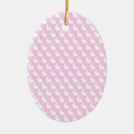 Eenvoudig roze en witte paasbundel keramisch ornament