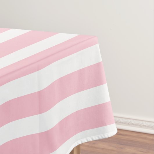 Eenvoudig roze en witte strepen patroon tafelkleed (Voorbeeld)