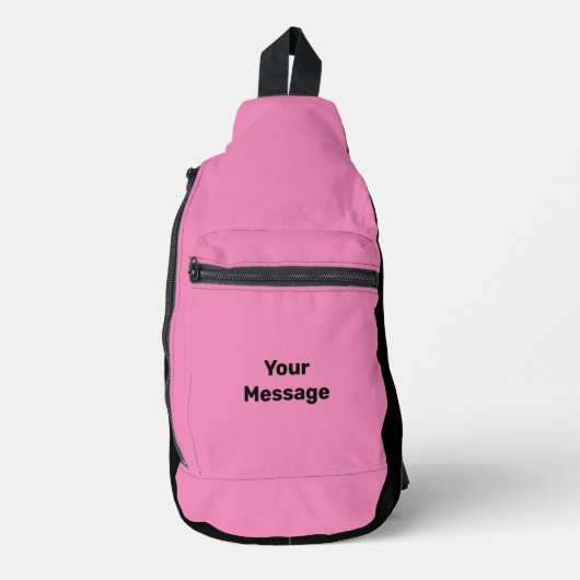 Eenvoudig Roze en Zwart Uw Bericht Sjabloon Sling Bag (Voorkant)