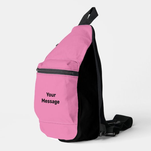Eenvoudig Roze en Zwart Uw Bericht Sjabloon Sling Bag (Rechterhoek)