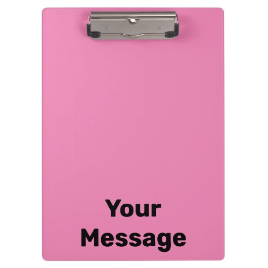 Eenvoudig Roze en Zwart Uw Bericht Tekst Sjabloon Klembord (Voorkant)