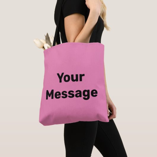 Eenvoudig Roze en Zwart Uw Bericht Tekst Sjabloon Tote Bag (Dichtbij)