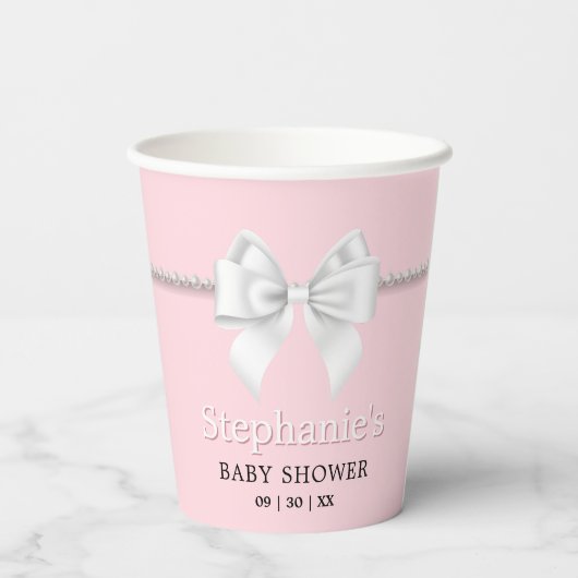 Eenvoudig Roze Fancy Tiffany Theme Baby shower Papieren Bekers (Achterkant)