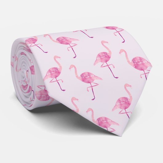 Eenvoudig roze Flamingo patroon Stropdas (Opgerold)