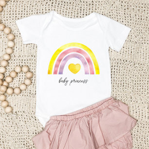 Eenvoudig roze gele regenboogmeisje romper