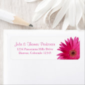 Eenvoudig Roze Gerbera Daisy Bruiloft Retouradres Etiket (Insitu)