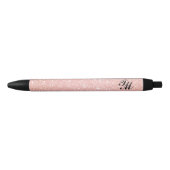 Eenvoudig Roze Glitter Monogram Zwarte Inkt Pen (Voorkant)
