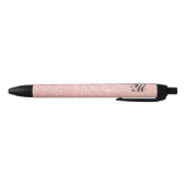 Eenvoudig  Roze Glitter Monogram Zwarte Inkt Pen (Bodem)